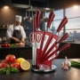 Комплект ножове 8 части със стойка Cheffinger – неръждаема стомана, въртяща се акрилна поставка 360°, снимка 3