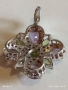 Сребърна висулка с флорален мотив инкростация на АЛЕКСАНДРИТ,ДИАМАНТ,ГРАНАТ ефектна стилна 52501, снимка 8