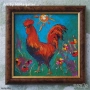 Петли, петлета, петел, петле, Мима / Art by MiMa, картина, rooster oil on canvas painting, снимка 2