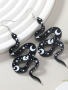 👑 💗Нестандартни Блестящи Брокатени Черни Обеци Змия КОД : 0238💗 👑 💋 , снимка 1 - Обеци - 44602464