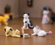6 бр коте котки котета котенца малки фигурки играчки фугурка за игра и украса торта от смола, снимка 3