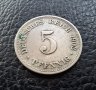 Стара монета 5 пфенига 1903 г. буква D -  Германия - рядка, хит цена !, снимка 1 - Нумизматика и бонистика - 39740376