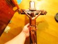 Огромен старинен кръст разпятие на Исус Христос 66 х 35 см - притежавайте това разпятие и нека бог и