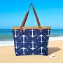 5957 Текстилна плажна чанта с цип Котва, снимка 1
