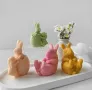 Три модела Великденски заек зайче Силиконов молд форма за свещи гипс сапун , снимка 3