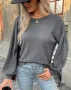 Дамски плетен пуловер с изрязан отворен гръб с дълги ръкави, 10цвята , снимка 2
