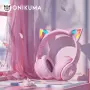 ONIKUMA B90 – Безжични гейминг слушалки с котешки уши (Розови), снимка 5