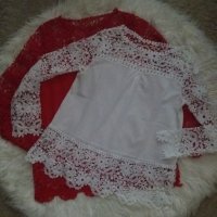 Блузи в бяло и в червено от шифон с дантела , снимка 1 - Ризи - 41933732