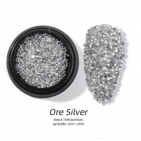 1440 супер ситни сиви сребристи камъчета диамантчета диаманти за декорация украса нокти маникюр плик, снимка 2 - Продукти за маникюр - 36338439