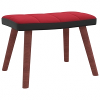 Люлеещ стол с табуретка, виненочервен, кадифе и PVC, снимка 6 - Столове - 36084076
