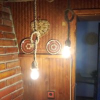 Висяща лампа от конопено въже , снимка 3 - Лампи за таван - 41770620
