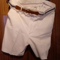 Къс бял панталон с колан., снимка 1 - Панталони - 41142643