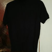 Черна блуза с къс ръкав и поло яка. , снимка 3 - Корсети, бюстиета, топове - 39343876