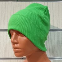 Нова дамска зимна шапка рипс с подгъв в неонов зелен цвят, снимка 10 - Шапки - 39332980