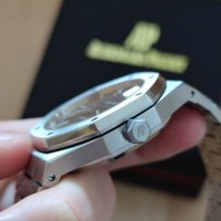 Нов Мъжки Часовник AP Audemars Piguet Сребрист с Черно Лице Механичен Автоматичен Самонавиващ, снимка 4 - Луксозни - 40840179