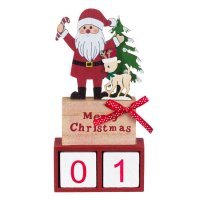 Коледен декоративен дървен календар Дядо Коледа 20см, снимка 2 - Декорация за дома - 42670627