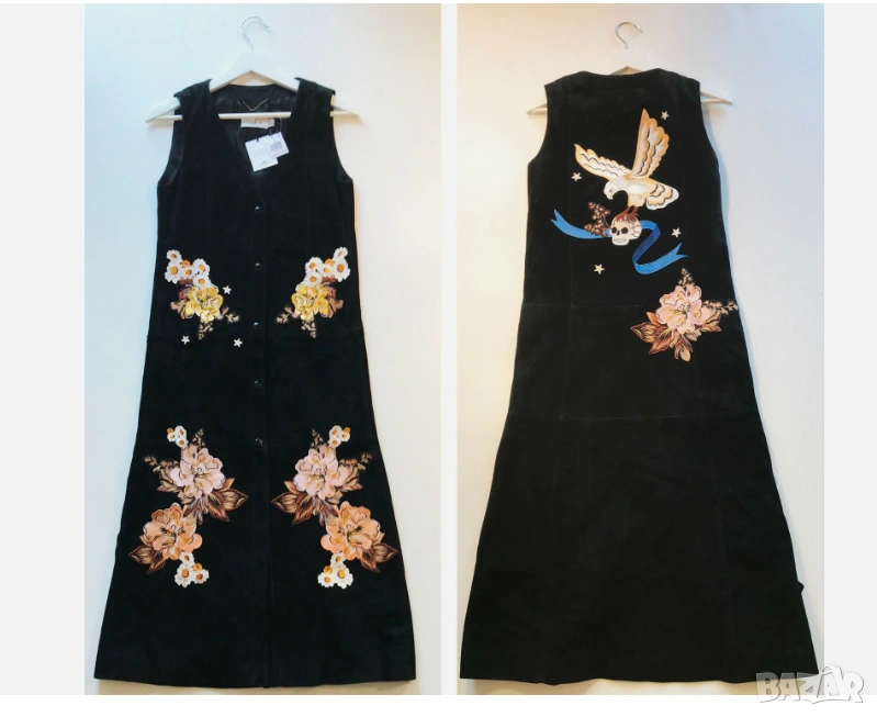 бродирана рокля от велур Coach размер S, снимка 1