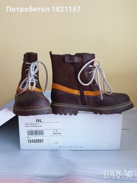 Детски кафяви кожени  ботуши, снимка 1
