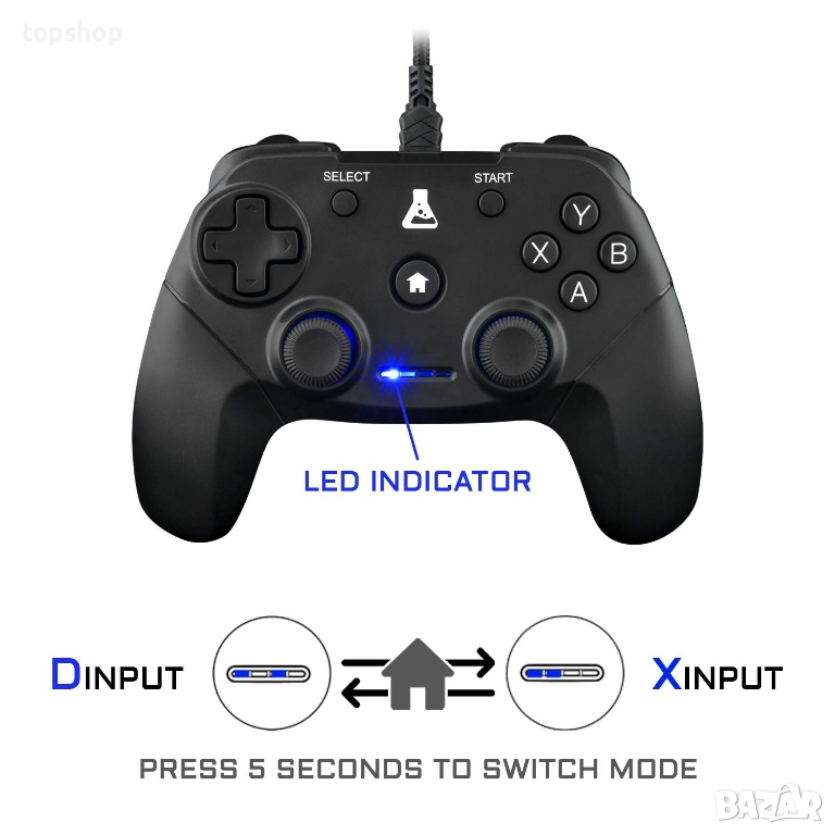 Нов джойстик, геймърски контролер с кабел THE G-LAB K-Pad Thorium, PC, PS3, USB, Черен  , снимка 1