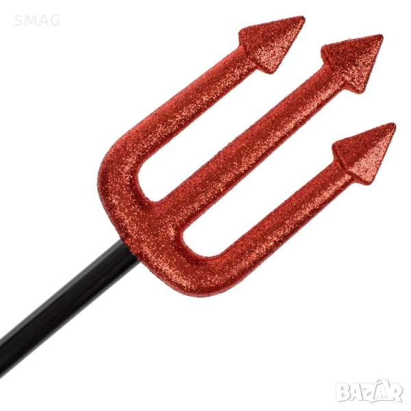 Хелоуин / Halloween тризъбец червен брокат 54 см_1230506, снимка 1