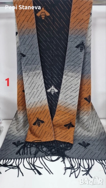 Кашмирен шал на  пчели уникален дизайн  две лица, снимка 1