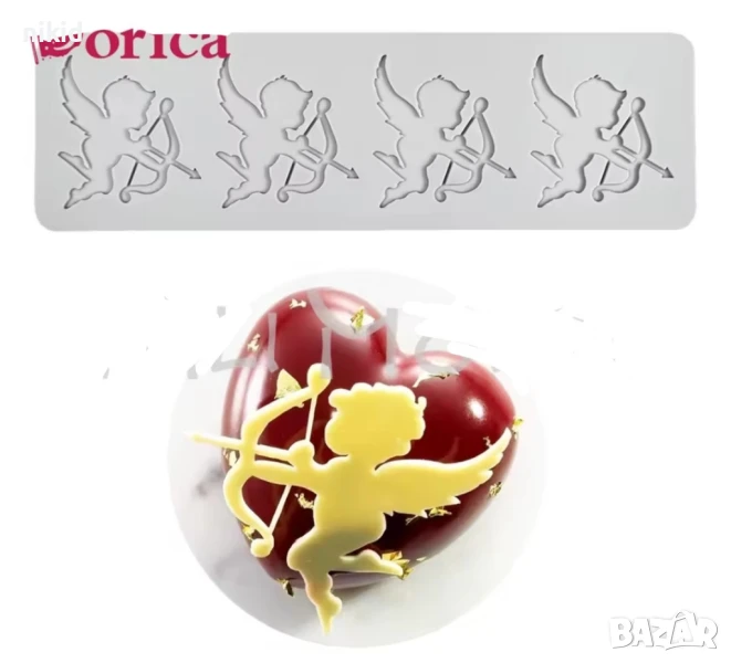 4 Ангел Купидон Амурчета Свети Валентин силиконов молд форма дантела шоколад декор, снимка 1