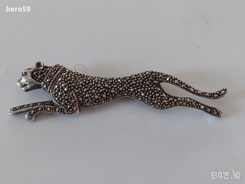 Прекрасна сребърна брошка с маркезити/сребро 925/, снимка 1