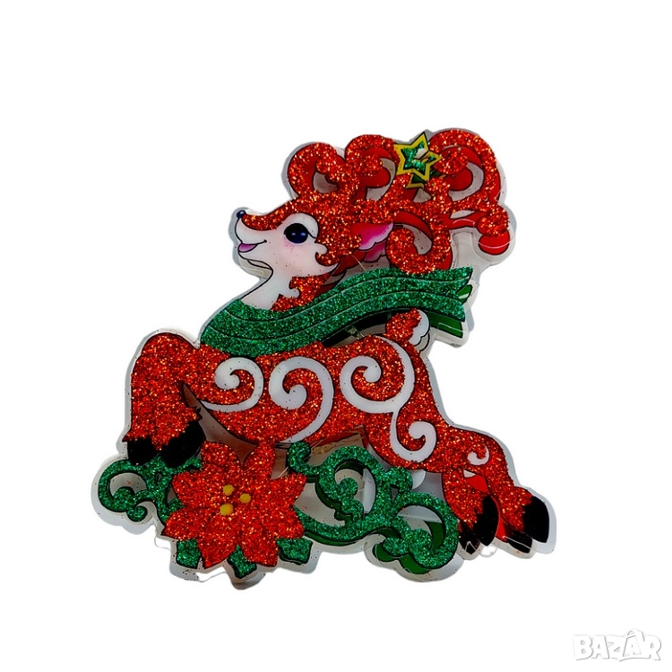 Коледен светещ стикер 12 см с три режима на светене, снимка 1
