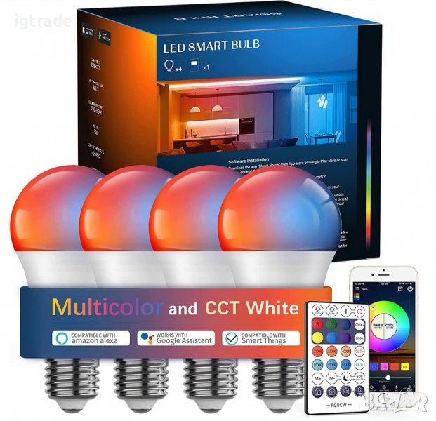 4бр. E27 10W крушка / лампа с WiFi Smart приложение дистанционно, снимка 1