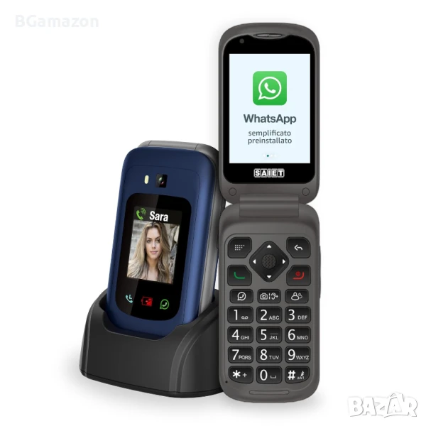 Нов SAIET - Link 4+ Умен мобилен телефон за възрастни хора 4G и Bluetooth - Големи бутони и букви..., снимка 1
