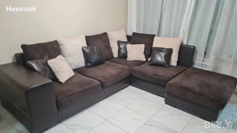 Ъглов диван с опция за сън, като нов, снимка 1