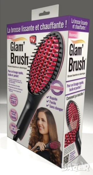 Четка за изправяне и изсушаване с LCD дисплей и 3D керамични цилиндри, снимка 1