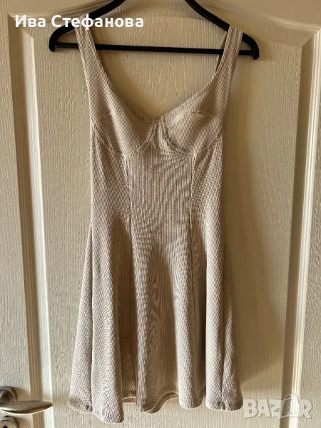 рипсена еластична женствена елегантна бежова nude цвят рокля zara Zara Зара рипс Morocco Мароко  , снимка 1