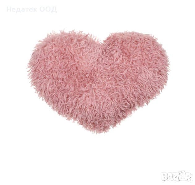 Декоративна възглавница Shaggy Heart Dusty Pink, 44x39см, Розова, снимка 1