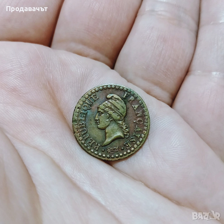 1 сантим 1798 г., Първа френска република. Рядкост!, снимка 1