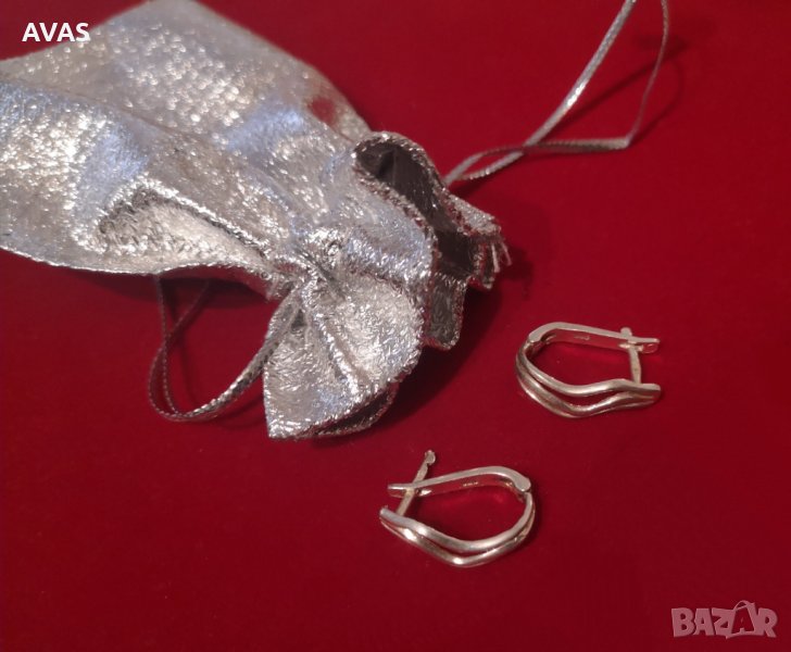 Сребърни обеци 925 + торбичка ежедневни, снимка 1