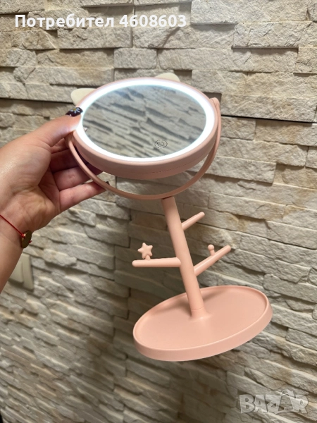Мило розово огледало с Led, снимка 1