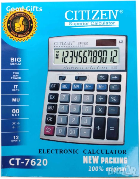 КАЛКУЛАТОР CITIZEN CT - 7620 С 12 ЦИФРИ И ДВОЙНО ЗАХРАНВАНЕ, снимка 1