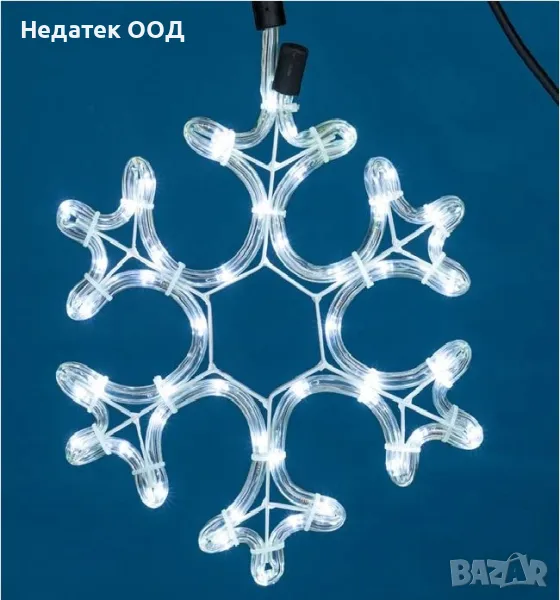 Коледна  декоративна лампа, Снежинка, Бял, 27x27 см, снимка 1