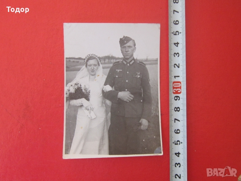 Стара немска снимка войник 3 Райх Сватба , снимка 1