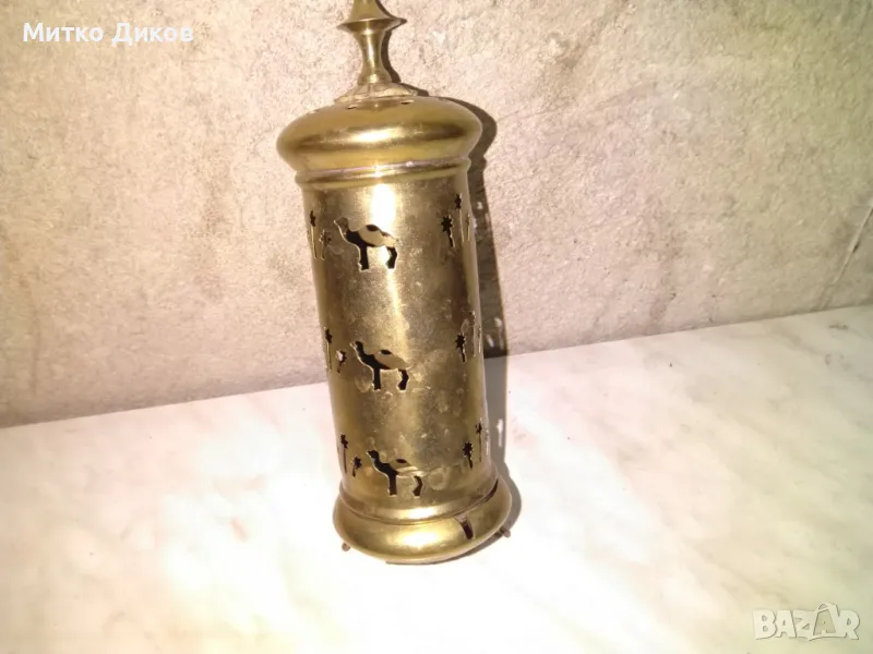 Винтидж месингов свещник бохо свещник фи 6см Н-26см, снимка 1