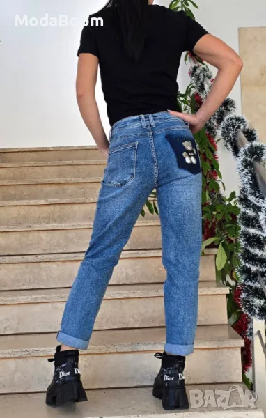 Дамски дълги сини дънки , снимка 1