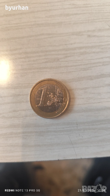 Описание Рядка монета 1 евро 1999г. Франция с дърво на живота, снимка 1