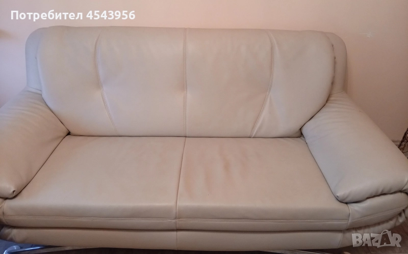 Комплект дивани 2бр и фотьойл, естествена кожа, снимка 1