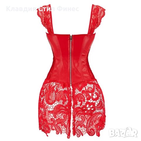 🎀 Еротичен кожен корсет с красива дантела, снимка 3 - Корсети, бюстиета, топове - 44174232