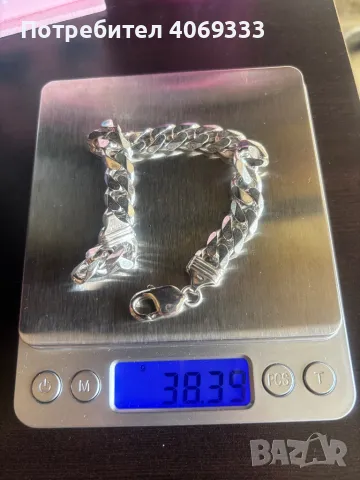 Сребърна гривна тип панцер 38.39гр 925, снимка 4 - Гривни - 49909858