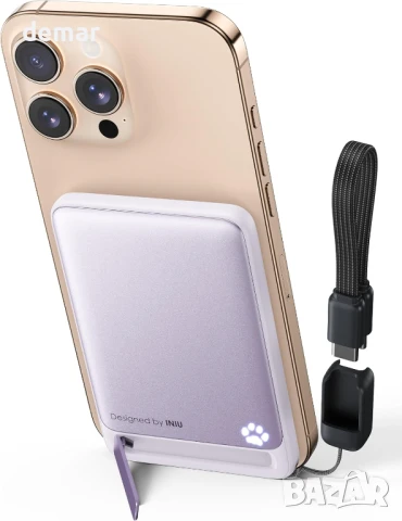 INIU магнитна външна батерия, ултра тънка Qi2 сертифицирана, 5000mAh, снимка 2 - Външни батерии - 50909316