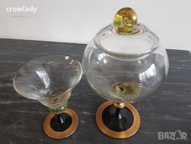 Дизайнерско и авторско Elime ръчно стъкло Мурано Чаша и Купа, снимка 6 - Декорация за дома - 40919496