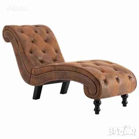 vidaXL Кушетка, кафява, изкуствен велур