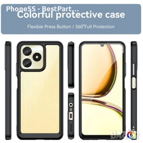 Прозрачен кейс с черна рамка за Realme C11, снимка 1